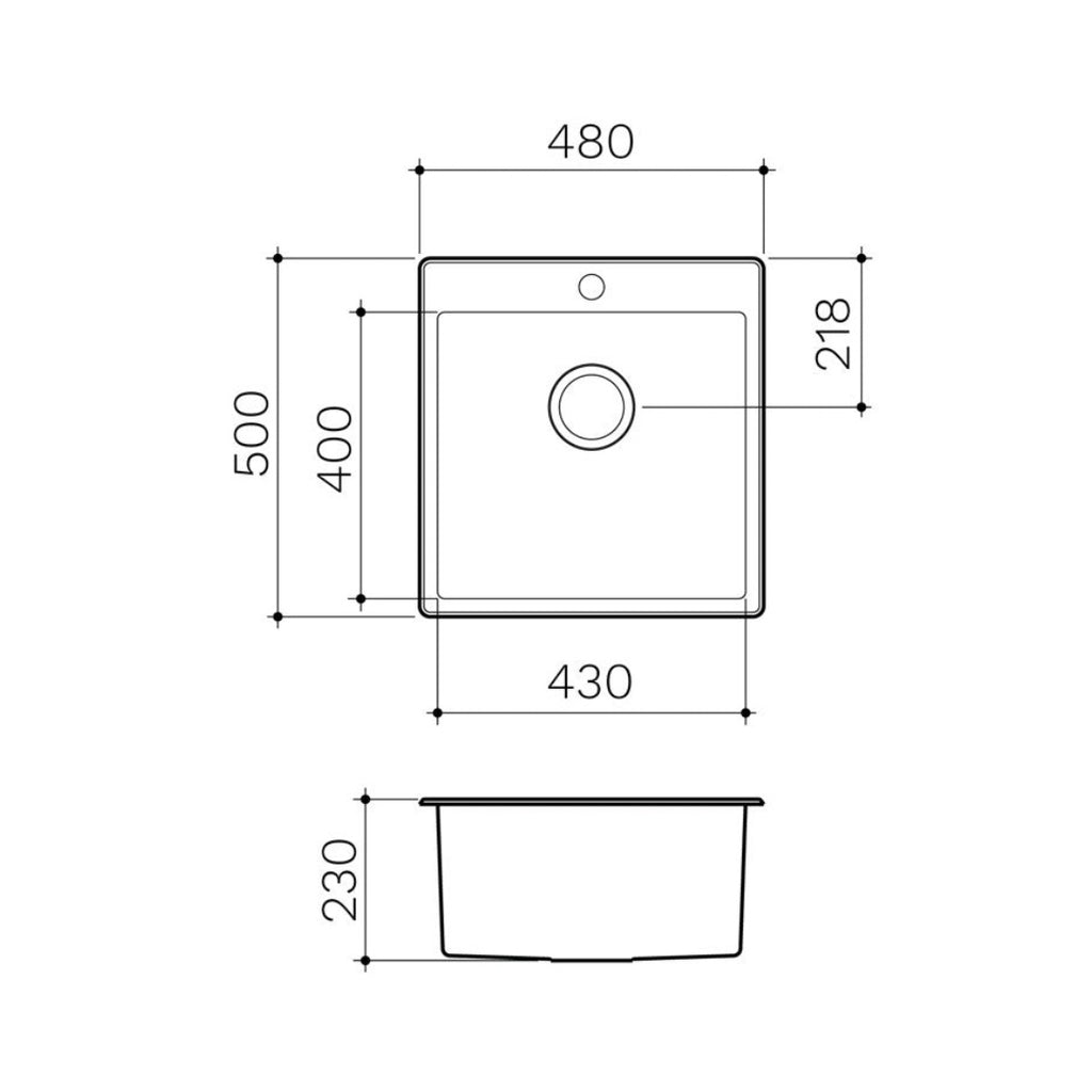 Clark Square 35L Laundry Sink - 0 Taphole - CL20001.0