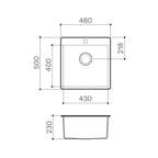 Clark Square 35L Laundry Sink - 0 Taphole - CL20001.0