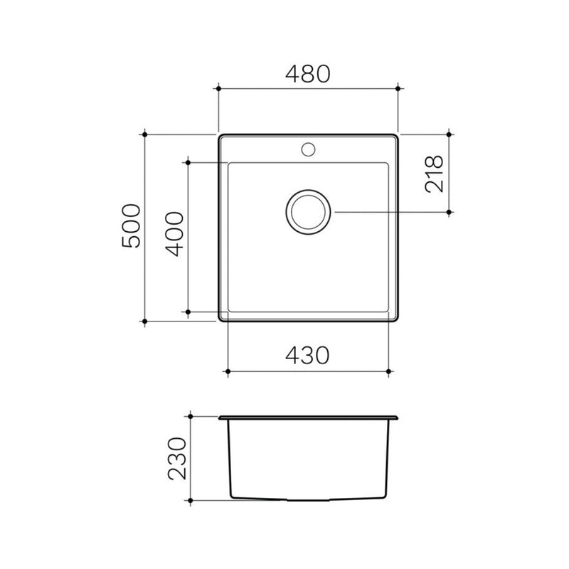 Clark Square 35L Laundry Sink - 1 Taphole