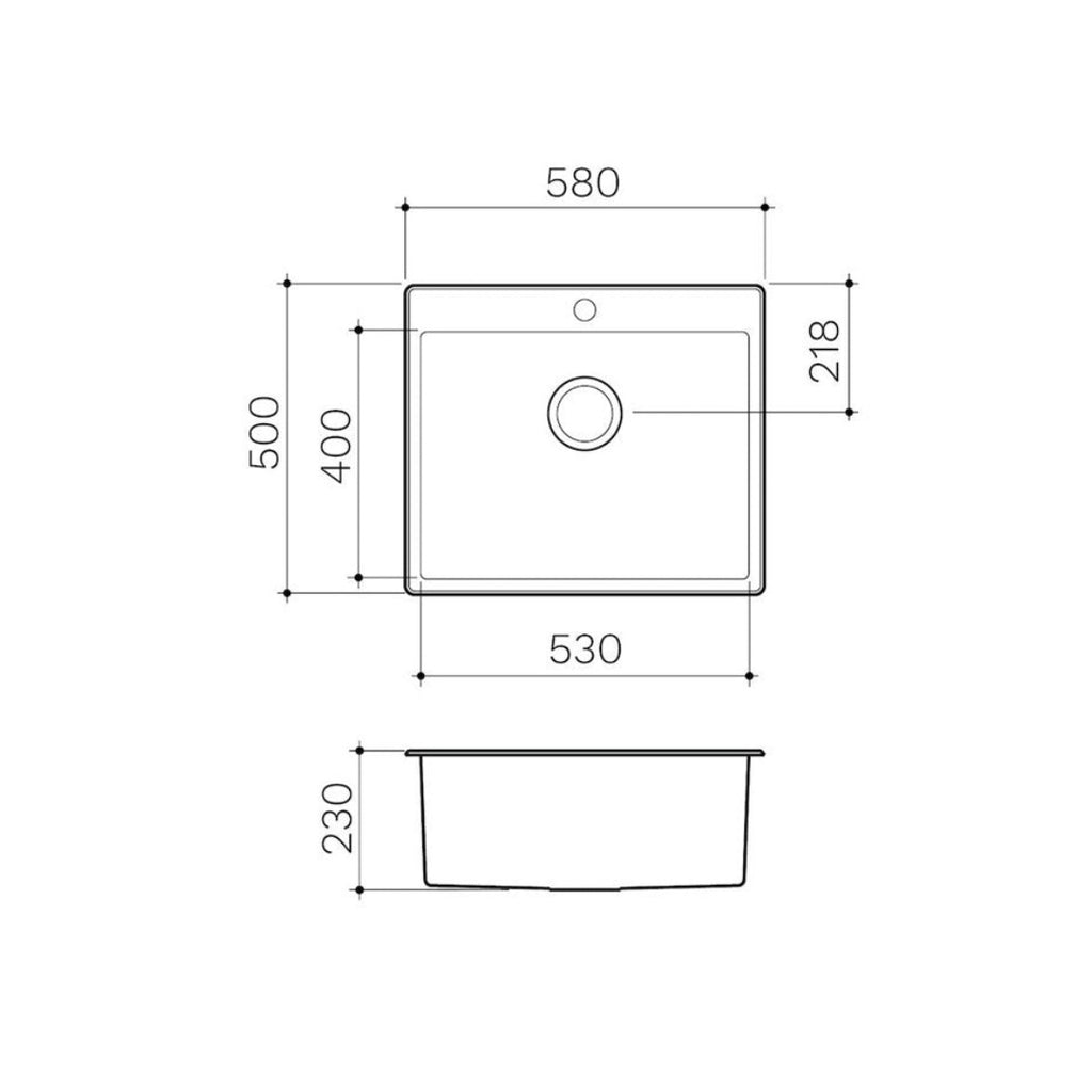 Clark Square 45L Laundry Sink - 1 Tap Hole - CL20002.1