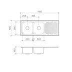 Clark Vital Double Left Hand End Bowl (1 Tap Hole) - 1129.1L