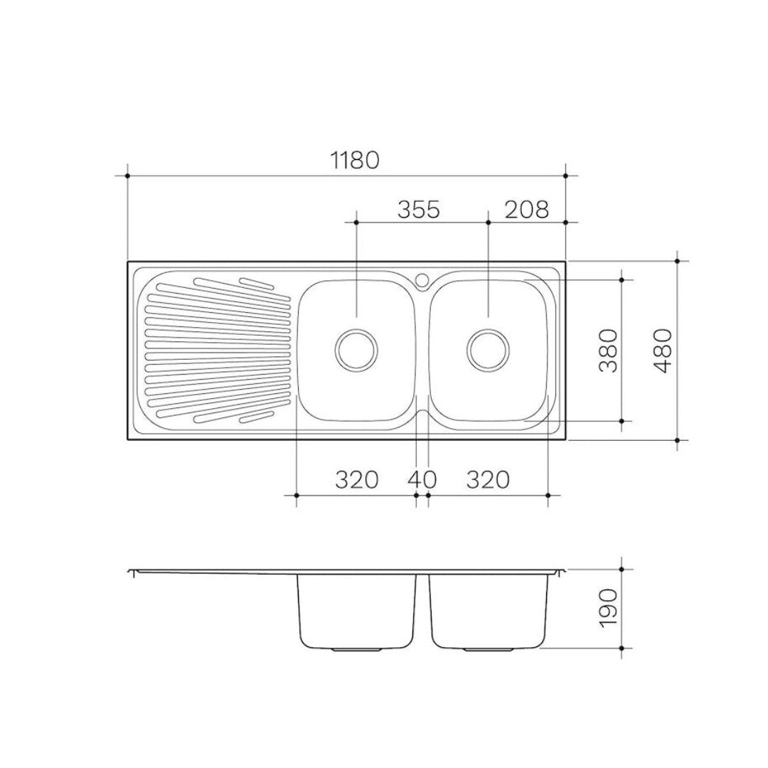 Clark Vital Double Right Hand End Bowl (1 Tap Hole) - 1129.1R