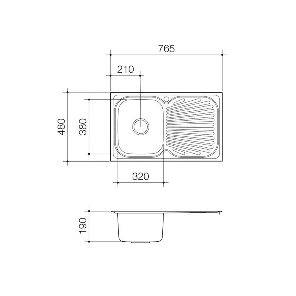 Clark Vital Single Left Hand End Bowl (1 Tap Hole) - 1123.1L