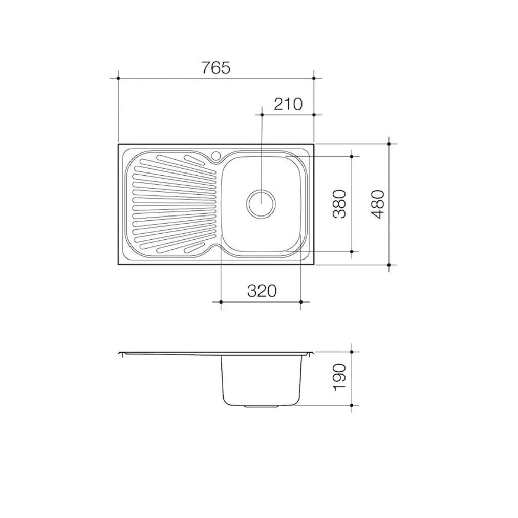 Clark Vital Single Right Hand End Bowl (1 Tap Hole) - 1123.1R