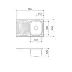 Clark Vital Single Right Hand End Bowl (1 Tap Hole) - 1123.1R