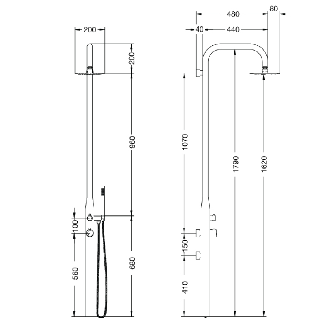 Rainware Collaroy Hot & Cold Outdoor Freestanding Shower System - 316 Stainless Steel - 9009-Collaroy