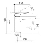 Caroma Contura II Basin Mixer - Brushed Nickel - 849050BN6AF