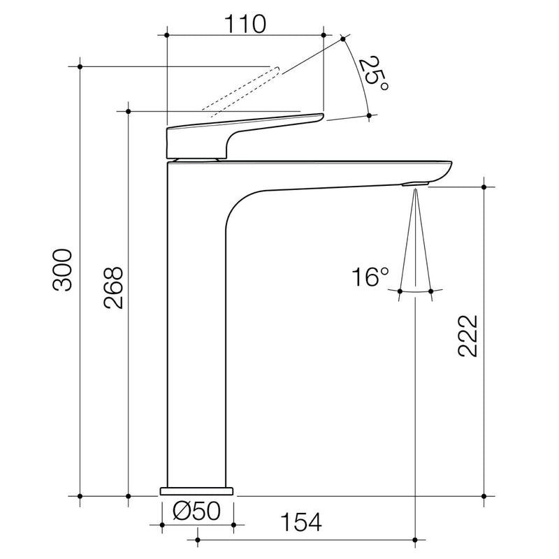 Caroma Contura II Tower Basin Mixer - Brushed Nickel