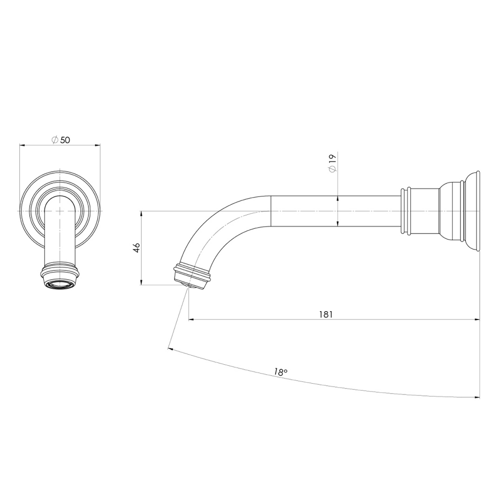 Phoenix Cromford Wall Basin/Bath Spout - LF Matte Black - 134-7610-10-1