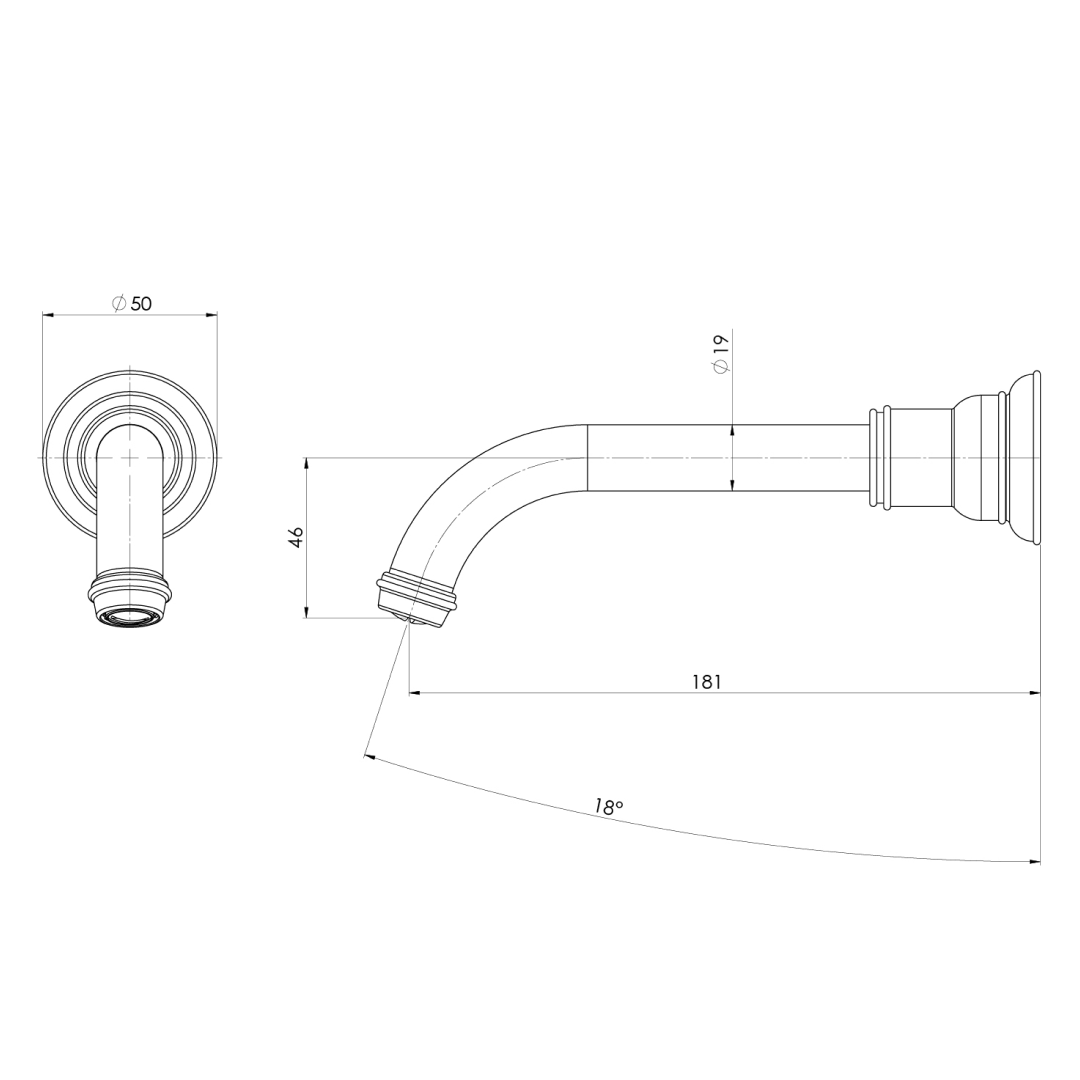 Phoenix Cromford Wall Basin/Bath Spout - LF Matte Black - 134-7610-10-1