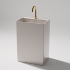 Pietra Bianca Cube Freestanding Basin - 1 Tap Hole - White Matte - PBS2022-WM