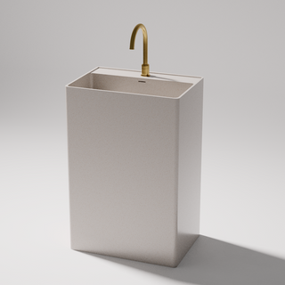 Pietra Bianca Cube Freestanding Basin - 1 Tap Hole - White Matte - PBS2022-WM