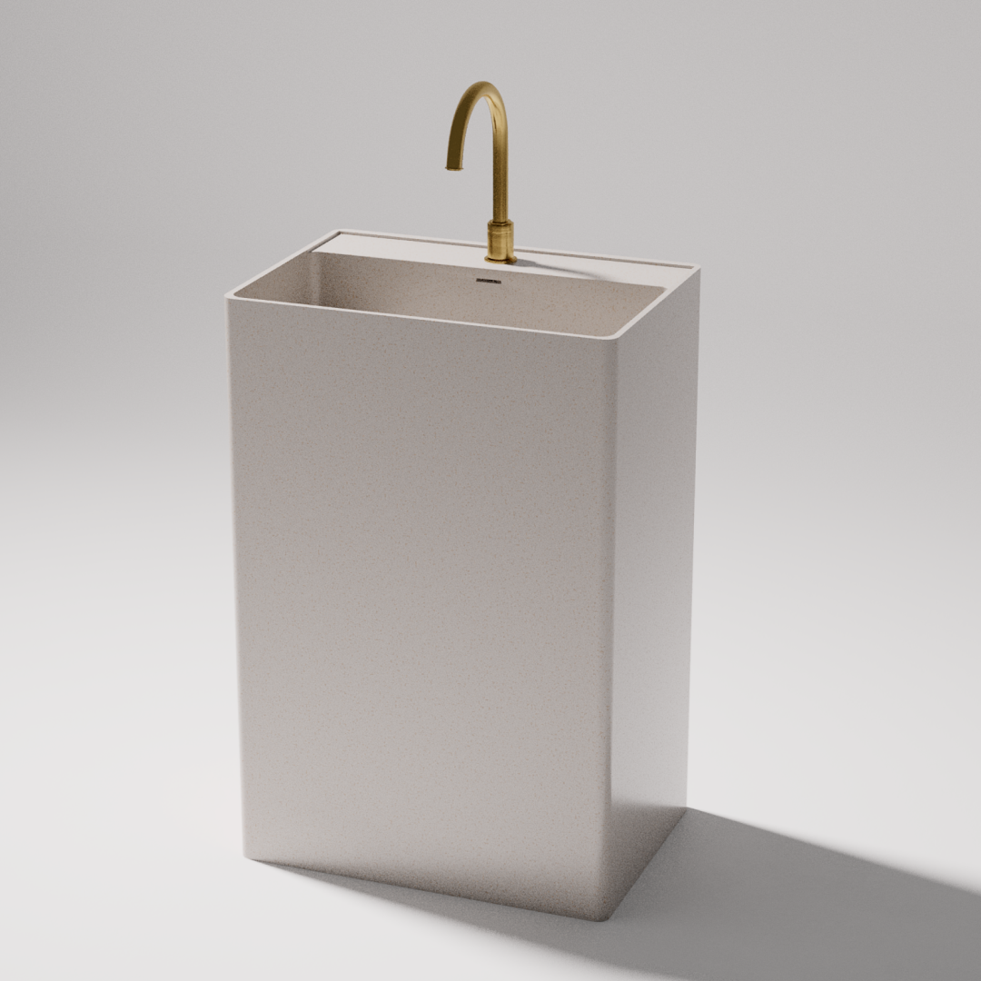 Pietra Bianca Cube Freestanding Basin - 1 Tap Hole - Charcoal - PBS2022-C