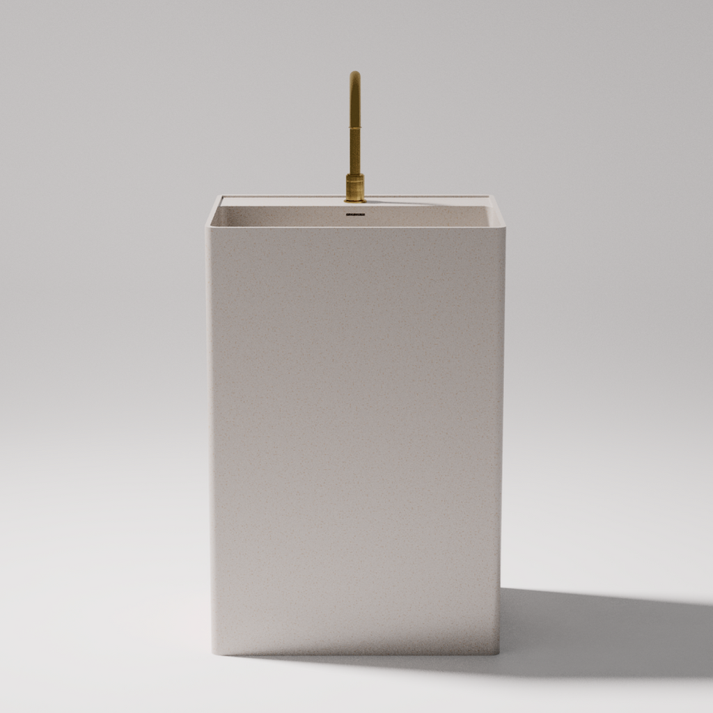 Pietra Bianca Cube Freestanding Basin - 1 Tap Hole - White Matte - PBS2022-WM