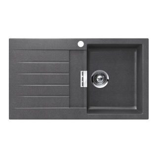 Abey SCHOCK Signus Topmount Single Right Hand Bowl Sink & Drainer 1TH - Stone - D100SR