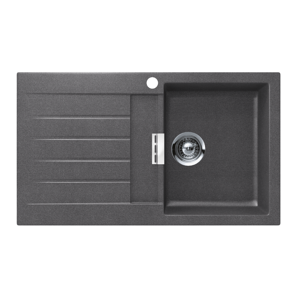 Abey SCHOCK Signus Topmount Single Right Hand Bowl Sink & Drainer 1TH - Stone - D100SR