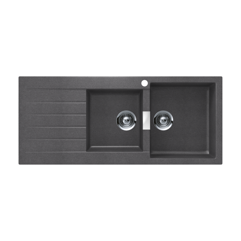 Abey SCHOCK Signus Topmount 1 & 3/4 Right Hand Bowl Sink 1TH - Stone - D200SR