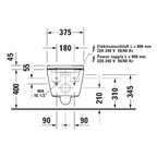 Duravit D-Neo Sensowash Rimless Wall Hung Smart Toilet - Alpine White D2150000