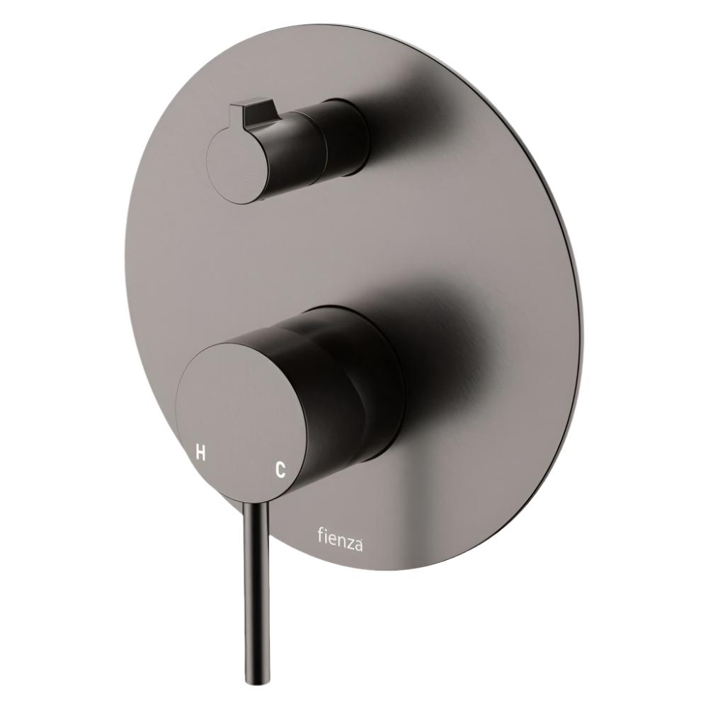 Fienza Kaya Wall Diverter Mixer Trim Kit Large Round Plate - PVD Gun Metal - D228102GM