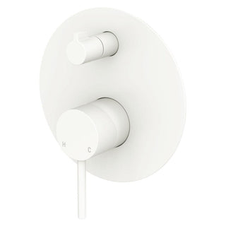 Fienza Kaya Wall Diverter Mixer Large Round Plate Trim Kit Only (Body Extra) - Matte White - D228102MW