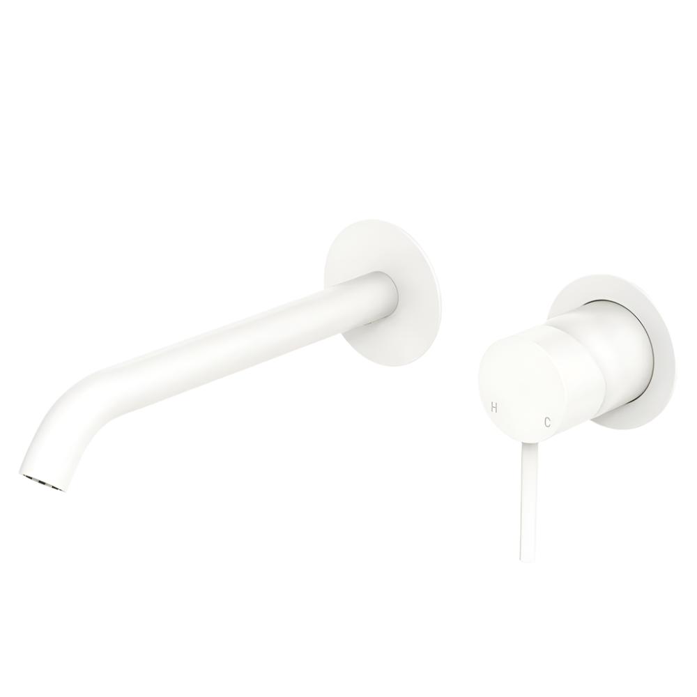 Fienza Kaya Basin/Bath 200mm Round Wall Mixer Trim Kit Only (Body Extra)  - Matte White - D228104MW-200
