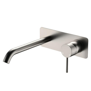 Fienza Kaya Basin/Bath Rectangular Wall Mixer Trim Kit 200mm Outlet - Brushed Nickel - D228106BN-200