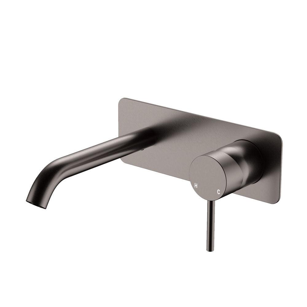 Fienza Kaya Basin/Bath Rectangular 160mm Wall Mixer Trim Kit Only (Body Extra) - Gun Metal - D228106GM