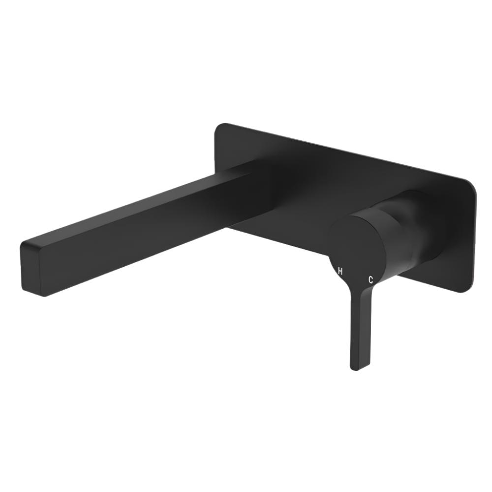 Fienza Sansa Rectangular Wall Bath Mixer Trim Kit - Matte Black - D229104B