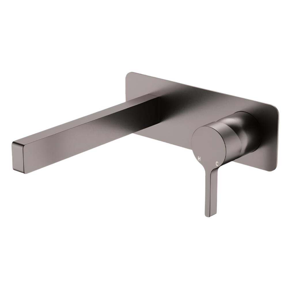 Fienza Sansa Rectangular Wall Bath Mixer Trim Kit - Gun Metal - D229104GM