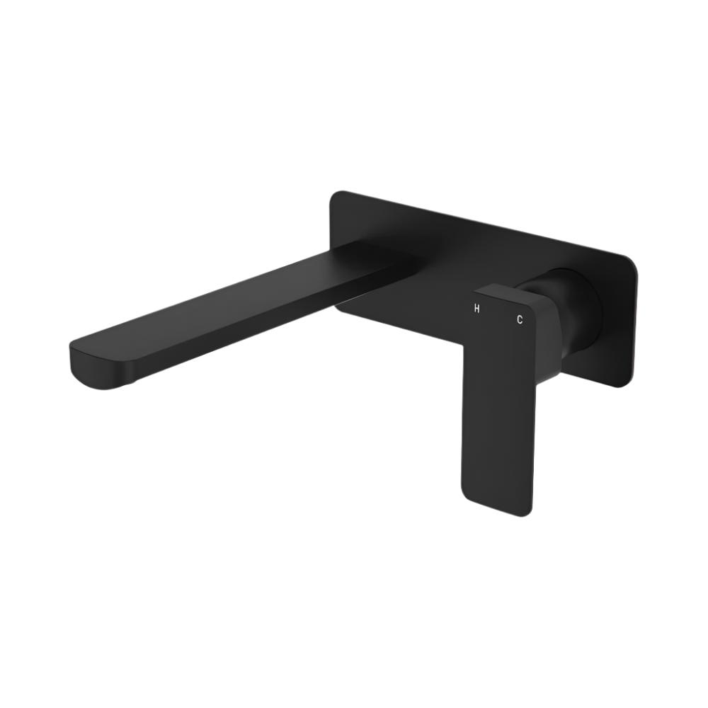 Fienza Tono Rectangular 200mm Wall Basin/Bath Mixer Trim Kit Only (Body Extra) - Matte Black - D233106B-200-LF