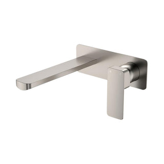Fienza Tono Rectangular Wall Basin/Bath Mixer Trim Kit  200mm Outlet - Brushed Nickel - D233106BN-200-LF