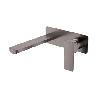 Fienza Tono Rectangular Wall Basin/Bath Mixer Set Trim Kit 200mm Outlet - Gun Metal - D233106GM-200-LF
