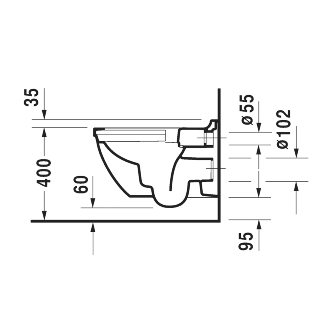 Duravit Starck 3 Rimless Wall Hung Toilet Pan - Alpine White D2527090-P