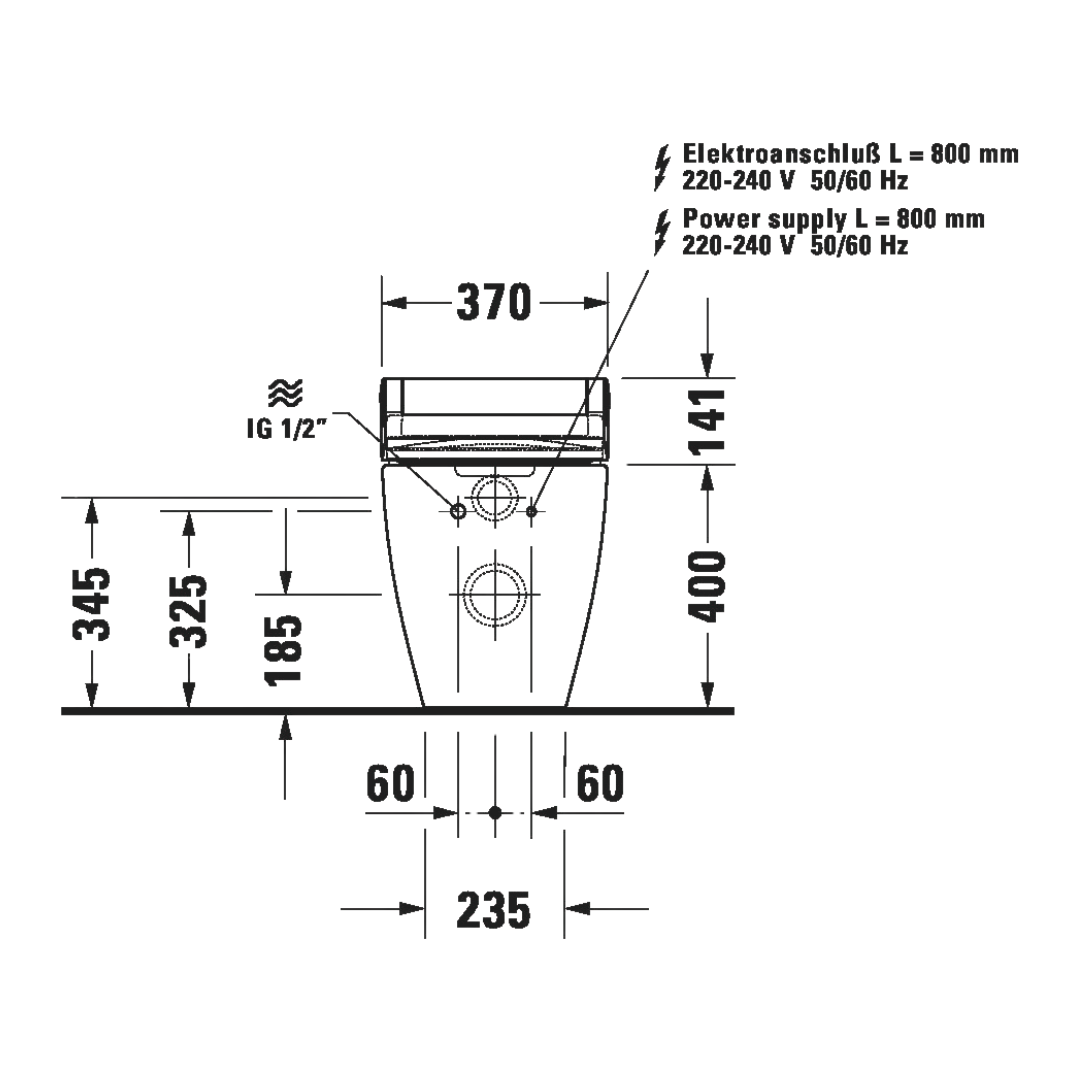 Duravit ME by Starck SensoWash Classic Wall Faced Smart Toilet - D4150200