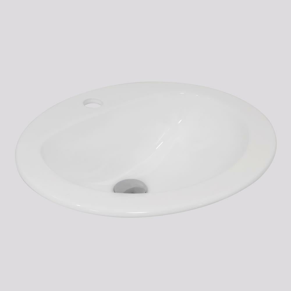 Argent Azure Neu 510 Oval Drop-In Basin - 1 Tap Hole Gloss White - D6051
