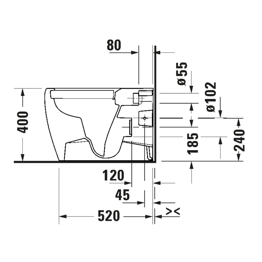 Duravit Qatego Wall Faced Toilet Pan - Alpine White D7000200