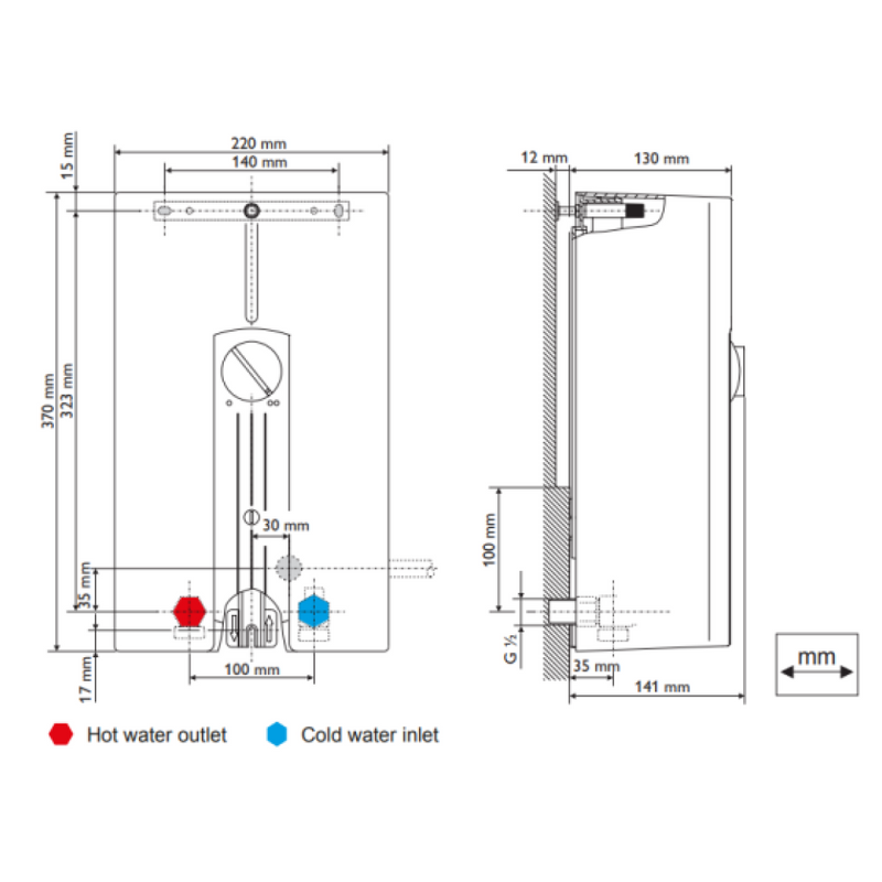 Stiebel Eltron DHF15CAU Instantaneous 3 Phase Electric Water Heater - DHF 15 C AU