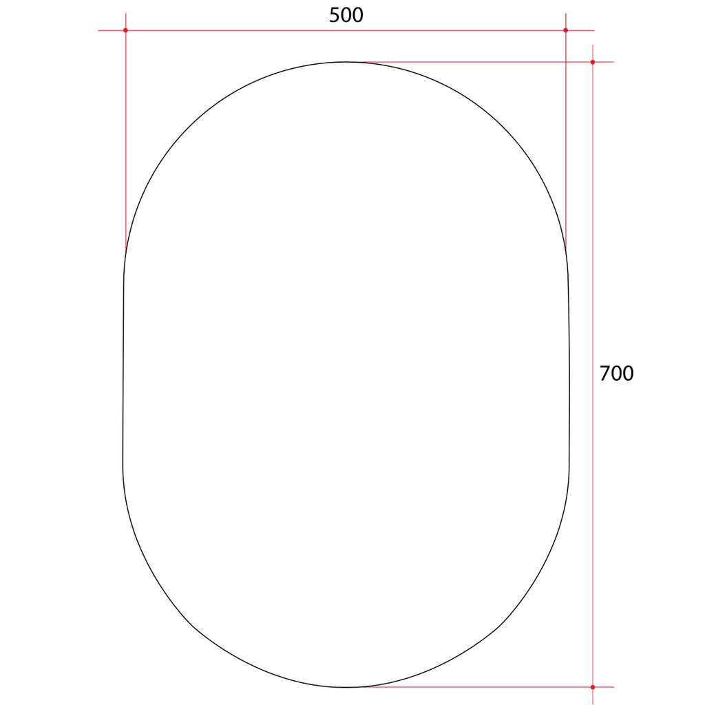 Thermogroup Pill Shape Polished Edge Glue-to-Wall Mirror Includes Demister - DP5070GTD