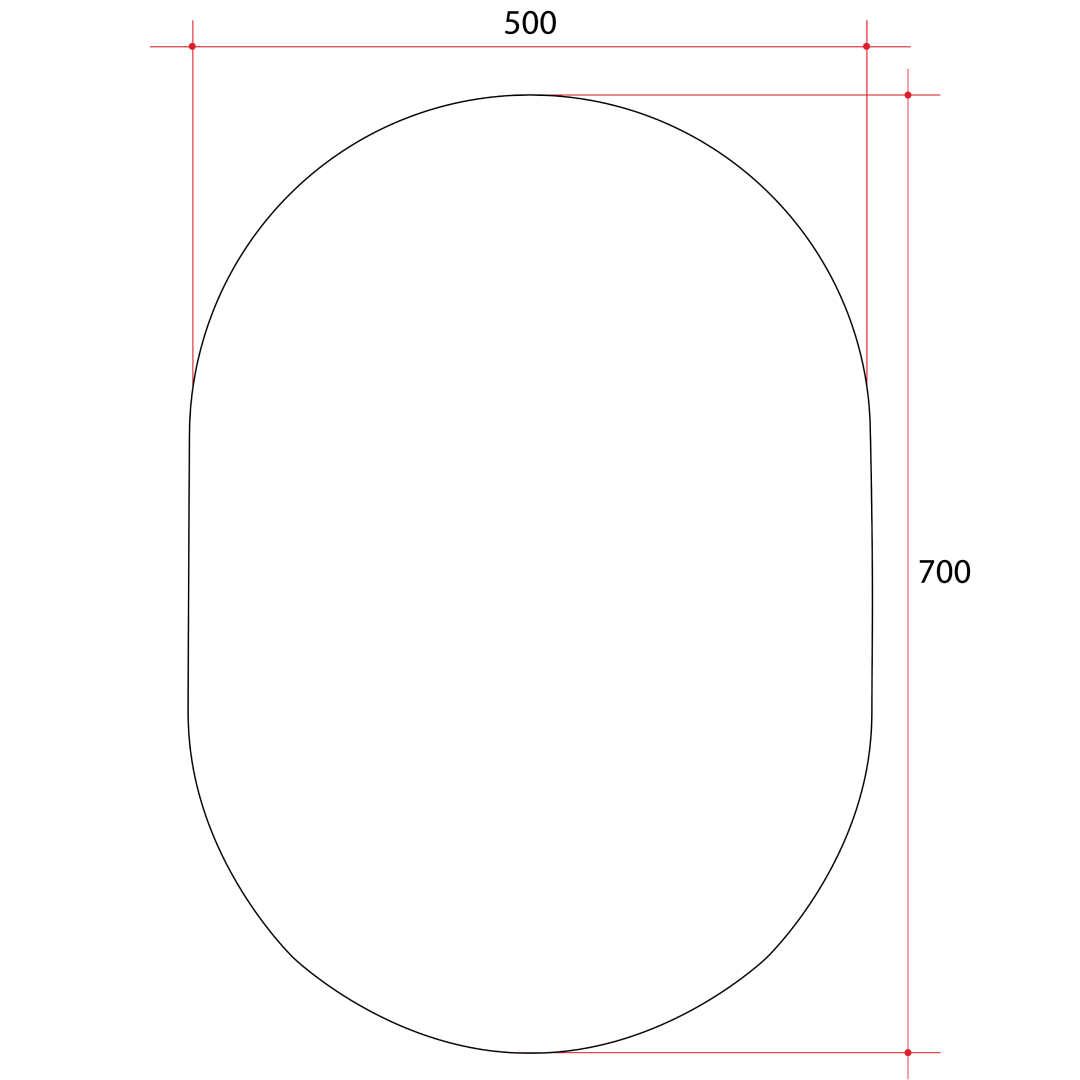 Thermogroup Pill Shape Polished Edge Glue-to-Wall Mirror Includes Demister - DP5070GTD