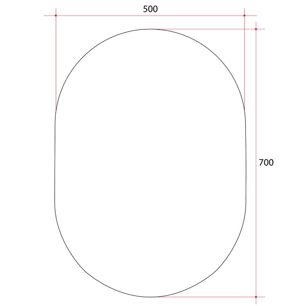 Thermogroup Pill Shape Polished Edge Glue-to-Wall Mirror - DP5070GT