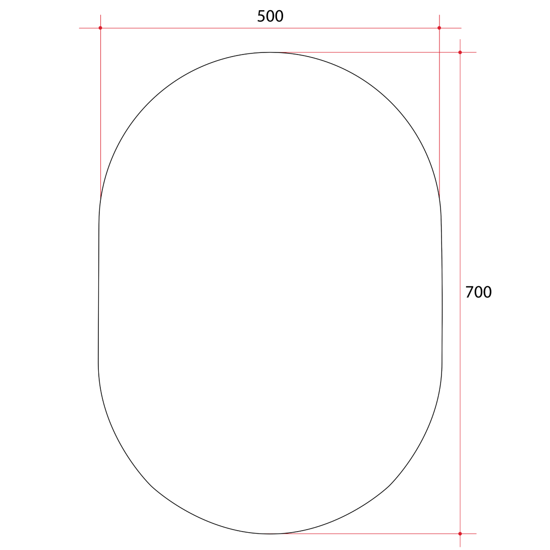 Thermogroup Pill Shape Polished Edge Glue-to-Wall Mirror - DP5070GT