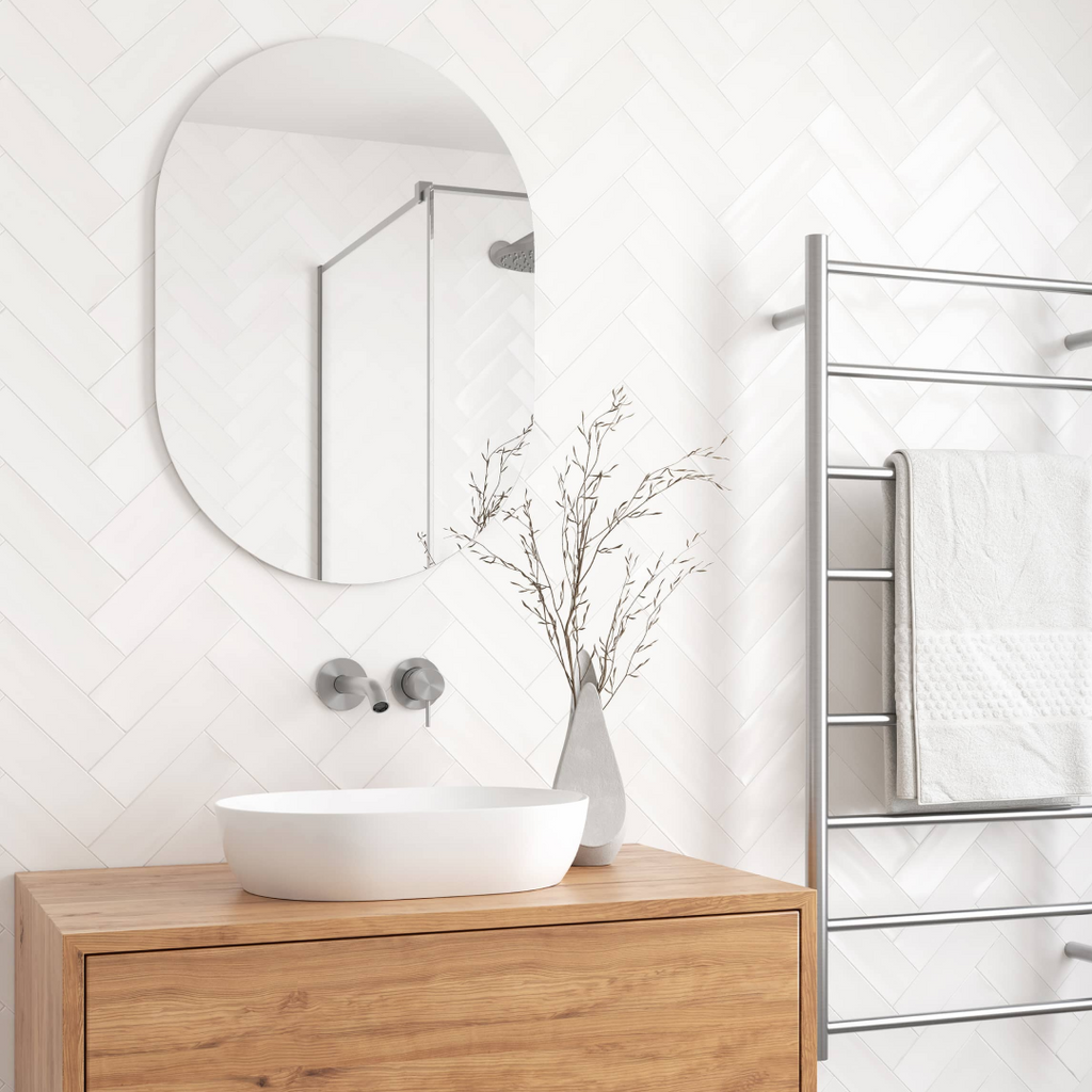 Thermogroup Ablaze Pill Shape Polished Edge Mirror with Hangers - DP5070HN