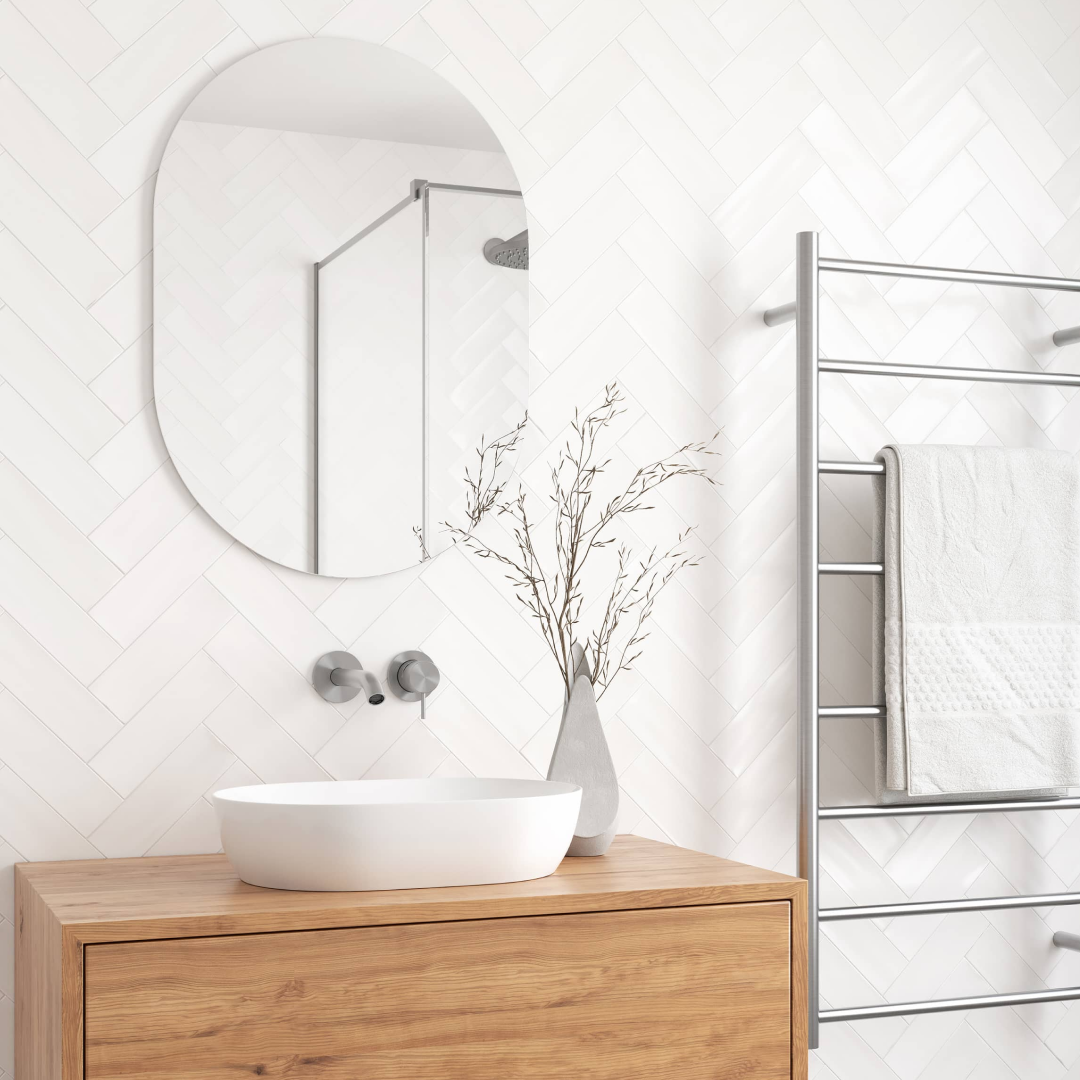 Thermogroup Ablaze Pill Shape Polished Edge Mirror with Hangers - DP5070HN