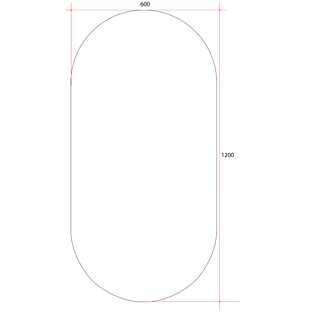 Thermogroup Ablaze Pill Shape Polished Edge Glue-to-Wall Mirror Includes Demister - DP6012GTD