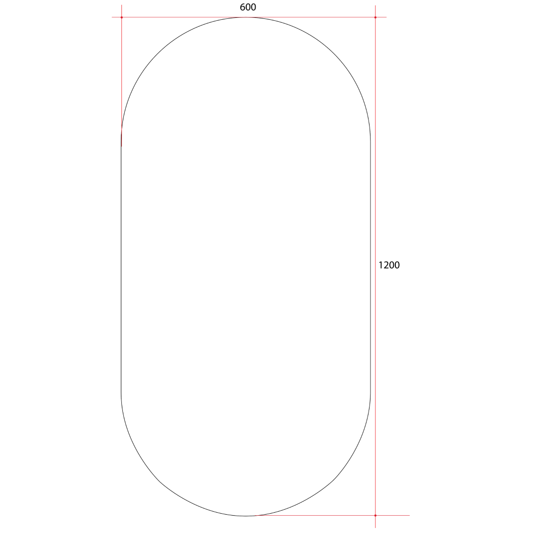 Thermogroup Ablaze Pill Shape Polished Edge Glue-to-Wall Mirror Includes Demister - DP6012GTD