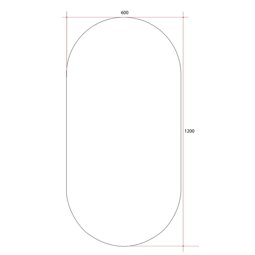 Thermogroup Ablaze Pill Shape Polished Edge Glue-to-Wall Mirror - DP6012GT