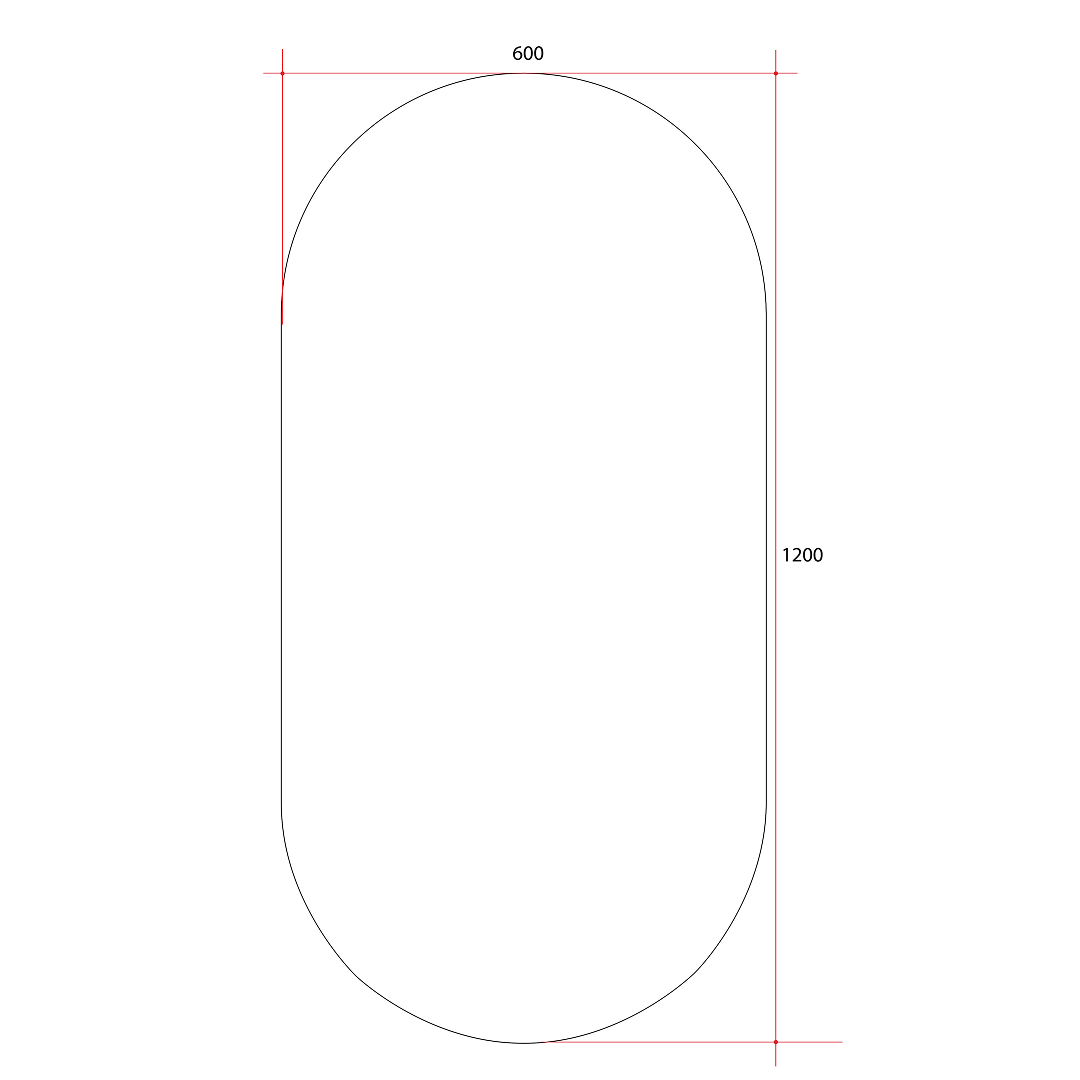 Thermogroup Ablaze Pill Shape Polished Edge Glue-to-Wall Mirror - DP6012GT