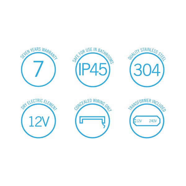 Thermorail 12V Flat Pill 632 Single Bar Heated Towel Rail - DSP6B Matte Black