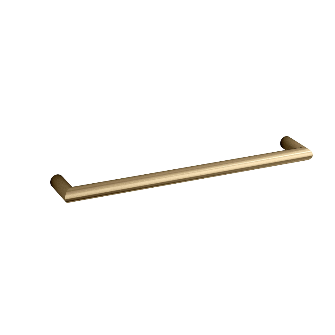 Thermorail 12V Round Single Bar Heated Towel Rail - DSR6BB Brushed Brass