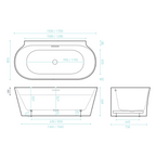 Decina Aurora 1500mm Back-to-Wall Freestanding Bath - AU1500MW